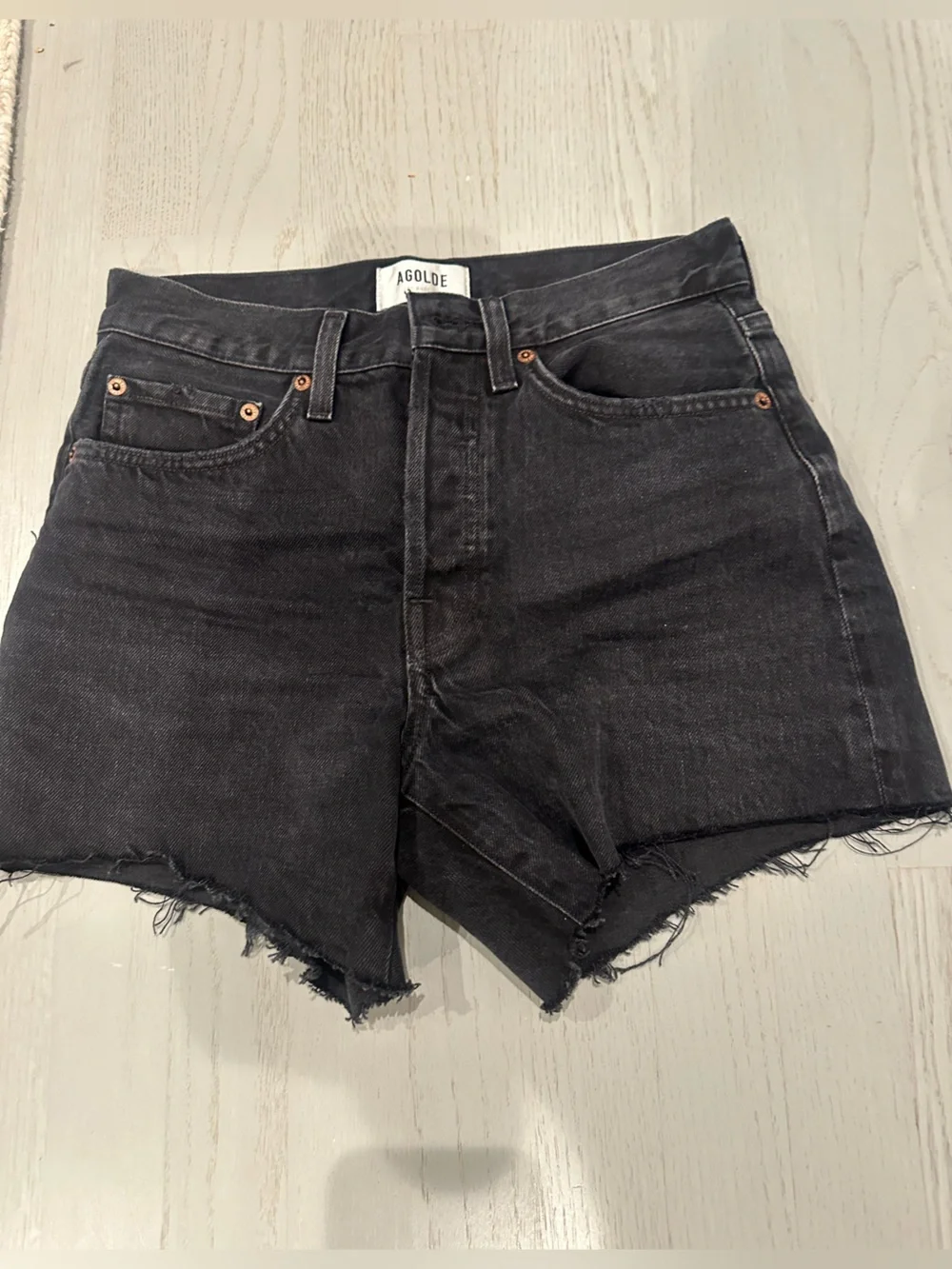 AGOLDE Parker Long Jean Short Mid-rise cut-off denim shorts